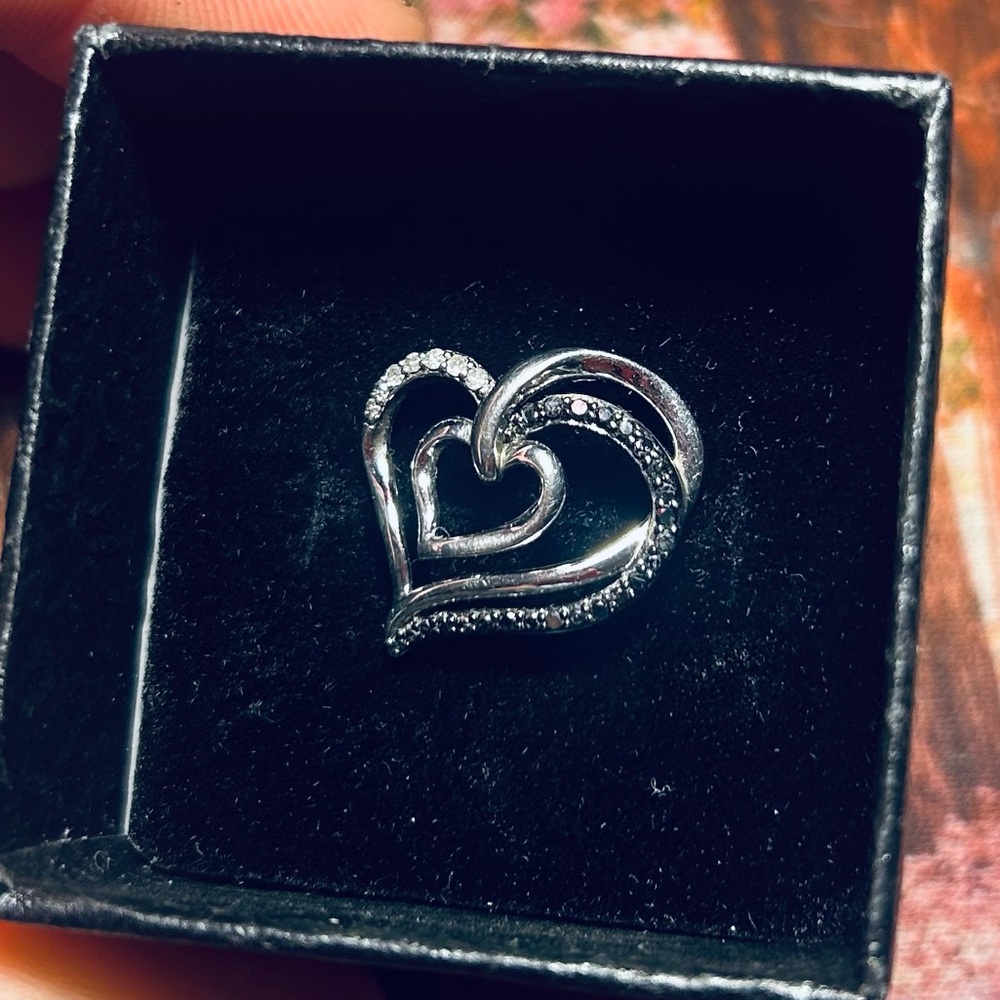 925 and lab diamonds Heart Pendant